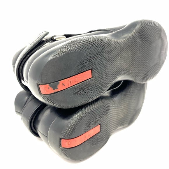 Prada Brushed Leather Ankle Chelsea Boot with Adjustable Back Strap Black Size 6 - Picture 11 of 16